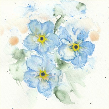 Abstract painting of Forget-me-nots